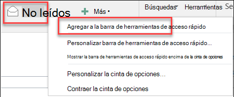 Función para agregar elementos a la barra de herramientas de acceso rápido Outlook