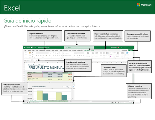 Guía de inicio rápido de Excel 2016 (Windows)