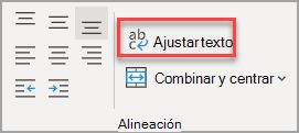 Botón Ajustar texto en el grupo Alineación