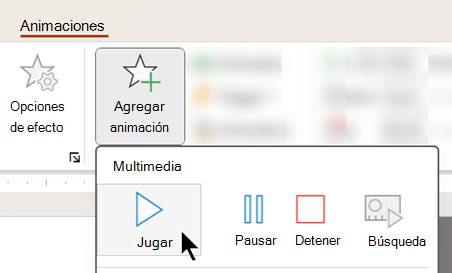 Puede empezar a reproducir audio después de un retraso con las opciones de animación.
