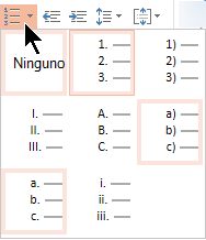 Galería de estilos de lista numerada en PowerPoint Online