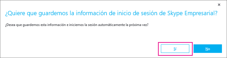 Elija Sí para guardar su contraseña y poder iniciar sesión automáticamente la próxima vez.