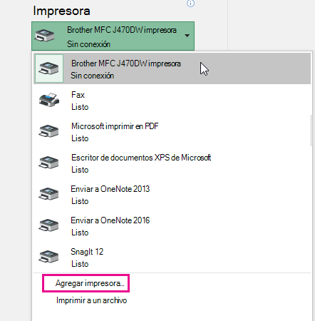 Haga clic en Agregar impresora para agregar la impresora que ha elegido.