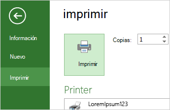 Botón Imprimir y opciones de impresión al fondo