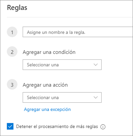 Crear una regla en Outlook en la Web