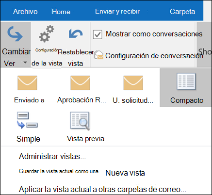 Seleccione Cambiar vista para elegir una nueva vista.