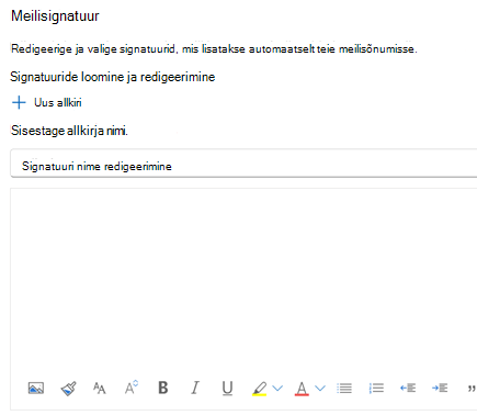 Meilisignatuuri loomine Outlooki veebirakenduses