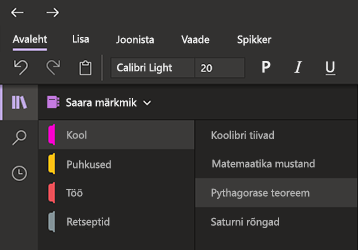 Tume režiim rakenduses OneNote Windows 10 jaoks