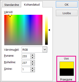 Compare new and current color selections