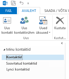 Paremklõpsake jaotises Minu kontaktid kausta Kontaktid.