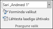 Suvandi Sari valimine jaotises Diagrammisuvandid > Vorming > Praegune valik