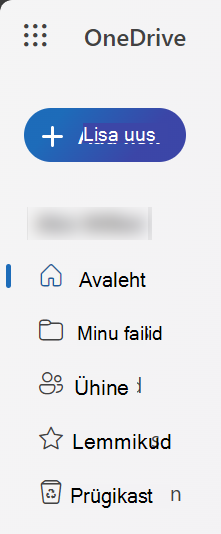 Kuvatõmmis versioonis 2024 tehtud uuest OneDrive'i veebi armatuurlauast koos nupuga Lisa uus