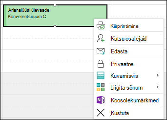 Paremklõpsake kohtumise kustutamiseks.