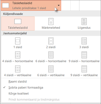 Pick a print layout