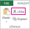 Jaotise Lõikelaud nupp Lõika