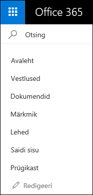 SharePointi vasakpoolne navigeerimisriba