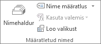 Menüü Valemid jaotis Määratud nimed