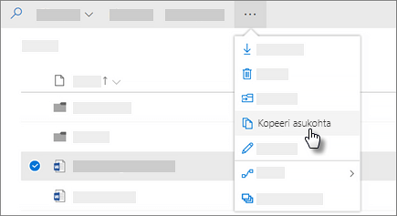 Kuvatõmmis, millel kujutatakse kopeerimiskäsku teenuses OneDrive for Business