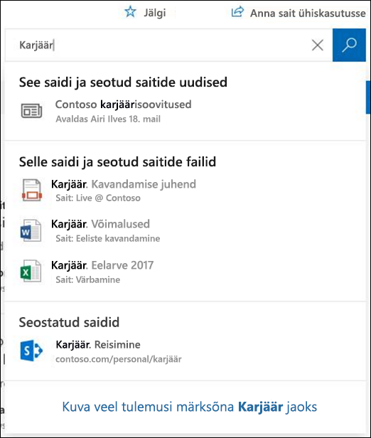 Otsingutulemid SharePoint saidil