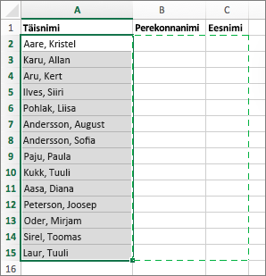 Select the cells where you want to paste your split cells