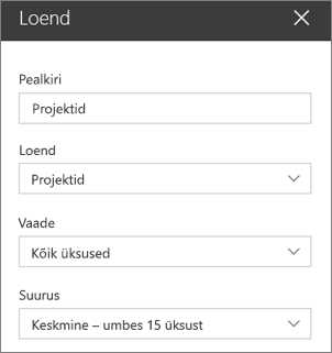 Loendi veebiosa sätted