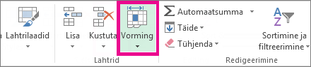 Klõpsake menüü Avaleht nuppu Vorming