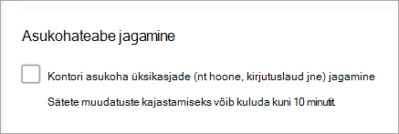 Kuvatõmmis, kus on näha, et ruut "Office'i ühiskasutuse asukoht" on märkimata