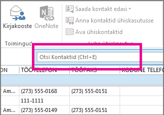 Vahekaardi Inimesed välja Otsi kontakte klõpsamine
