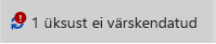 Teade, et üksust ei värskendatud, koos sellekohase ikooniga