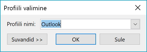 Dialoogiboks Profiili valimine