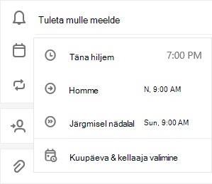 Tuleta mulle meelde, kui valid valiku, mida valida hiljem, homme, järgmisel nädalal või Vali kuupäev & kellaaeg