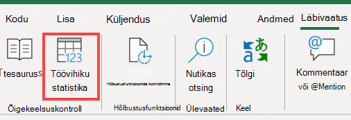 Exceli lindi käsk töövihikustatistika