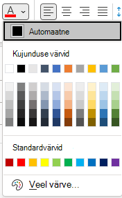 Fondivärvi menüü Outlookis.