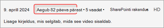 Üksikasjade paan, kus on kuvatud salvestamise aegumiskuupäev