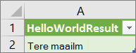 HelloWorldi tulemid töölehel