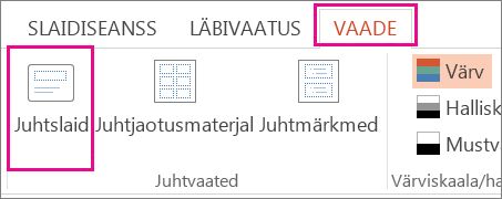 Klõpsake menüüs Vaade nuppu Juhtslaid