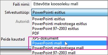 PowerPointi mallina salvestamine