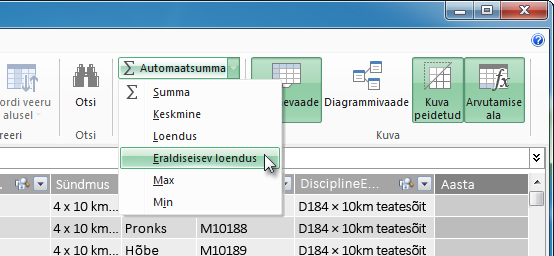 Eraldiseisva loenduse loomine Power Pivotis