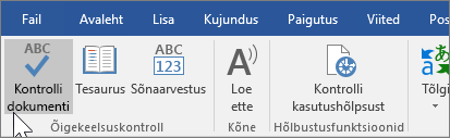 Pilt menüü Läbivaatus käsust Kontrolli dokumenti
