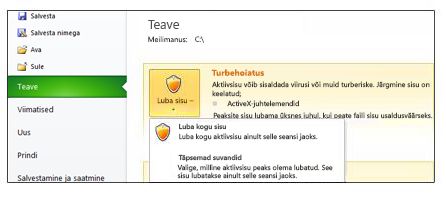 Ala Turbehoiatus, kui faili ei saa määrata usaldusväärseks