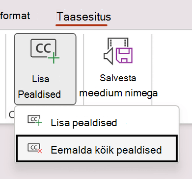 Eemalda PowerPointis kõik video vaegkuuljate subtiitrid.