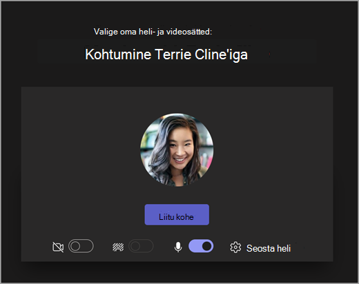 Kuvatõmmis avakuvast, kui õppur alustab koosolekut Microsoft Teams haridusasutustele.