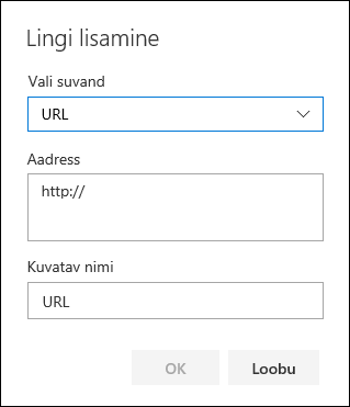 SharePointi meeskonnatöö saidi vasakule navigeerimispaanile URL-i lingi lisamine