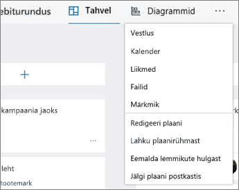 Klõpsake Planneri tööriistade täieliku loendi jaoks kolme dots