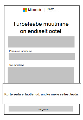 Kuvatõmmis ootel olevast turbeteabest ja viiktekstist, kus on näha selle taotluse tühistamine