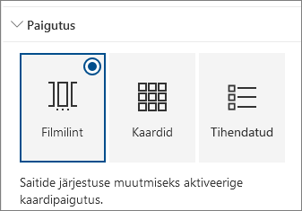 Saitide veebiosa paigutuse sätted