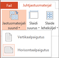 Jaotusmaterjali suuna menüü