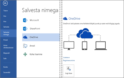 Faili salvestamine OneDrive‘i