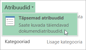 Täpsemate atribuutide avamine