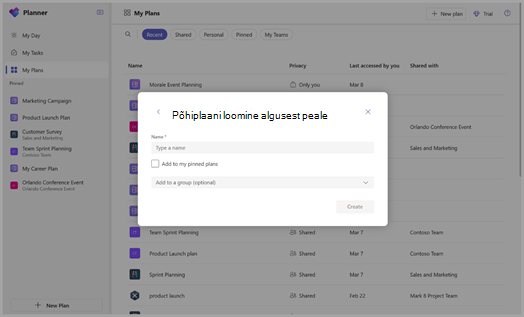 Teamsi plaanide haldamine Planneri kuvatõmmise two.png